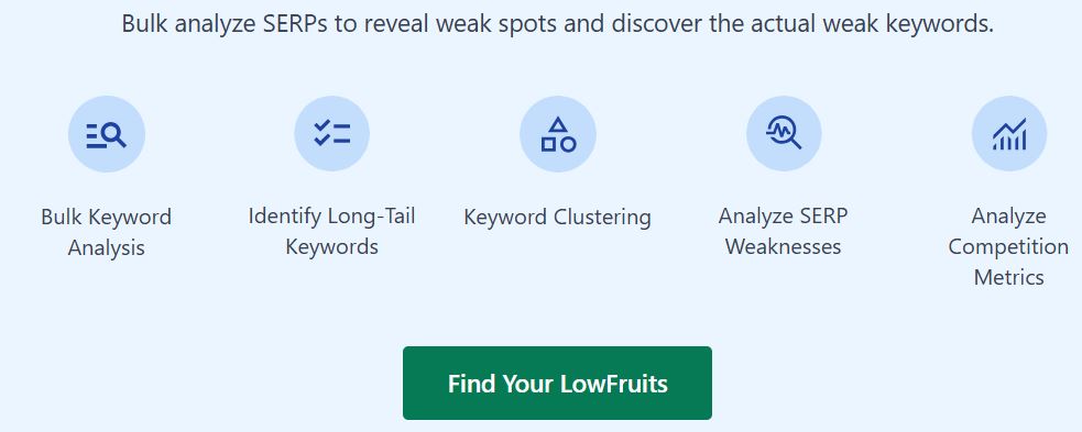 Lowfruits Keyword Tool